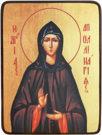 Икона Аполлинария Преподобная на светлом фоне