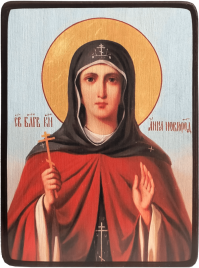 Икона Анна Новгородская на голубом фоне