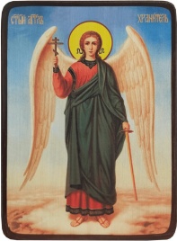 Икона Ангел Хранитель на синем фоне