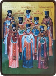 Икона Кубанские Новомученики на светлом фоне