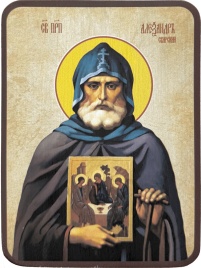 Икона Александр Свирский поясной