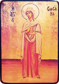 Икона Сусанна Мироносица на желтом фоне