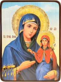 Икона Анна Праведная на голубом фоне