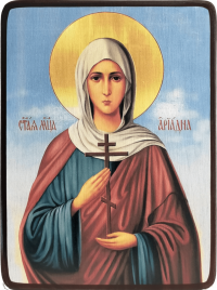 Икона Ариадна Промисская на синем фоне