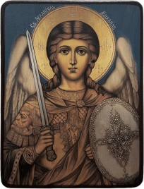 Икона Архангел Михаил, на синем фоне