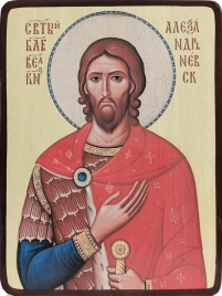 Икона Александр Невский на светлом фоне
