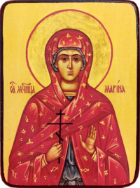 Икона Марина Антиохийская на светлом фоне