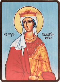 Икона Валерия царица на голубом фоне