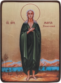 Икона Мария Египетская на тёмном фоне