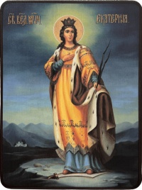 Икона Екатерина Александрийская на тёмном фоне