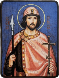 Икона Борис князь на тёмном фоне