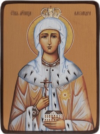 Икона Александра Романова, царица, на светлом фоне
