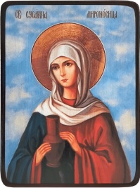 Икона Сусанна Мироносица на голубом фоне