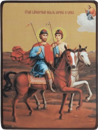 Икона Борис и Глеб яркие