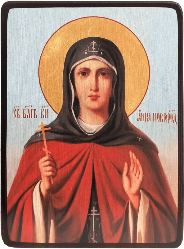 Икона Анна Новгородская на голубом фоне фото 1