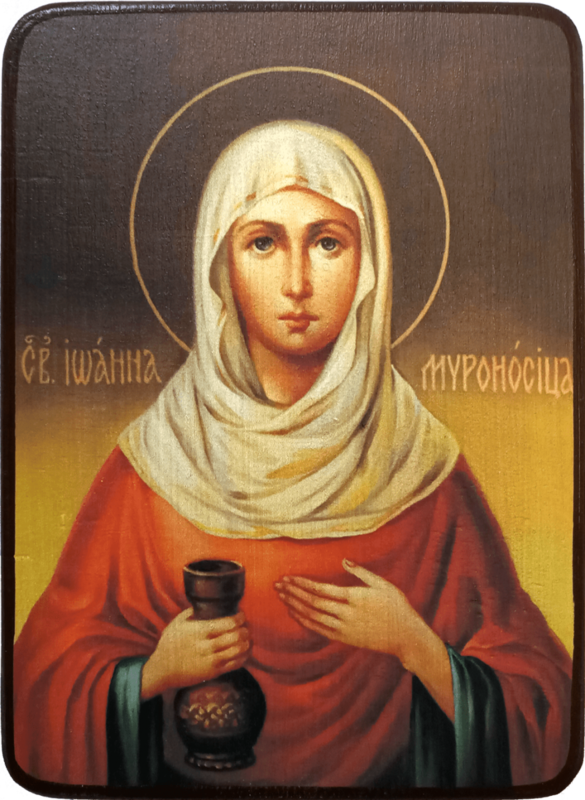 Икона Иоанна Мироносица на темном фоне фото 1