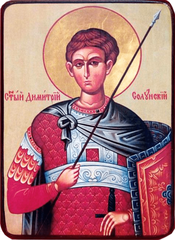 Икона Дмитрий Солунский на светлом фоне фото 1