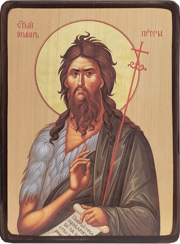 Икона Иоанн Предтеча, Креститель на светлом фоне фото 1