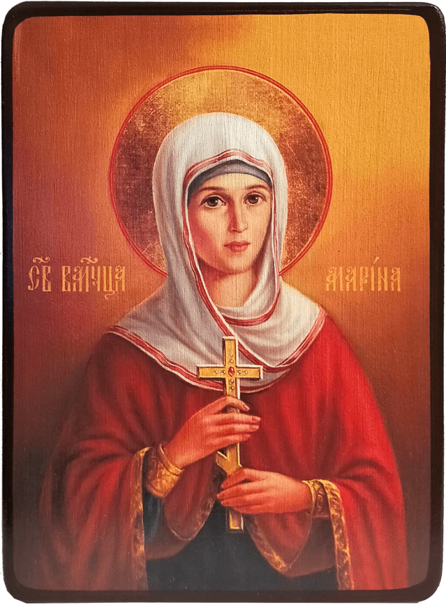 Икона Марина Антиохийская на тёмном фоне фото 1