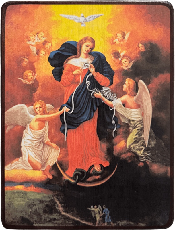 Икона Развязывающая узлы Божией Матери с ангелами фото 1