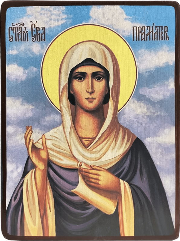 Икона Ева праматерь на голубом фоне фото 1