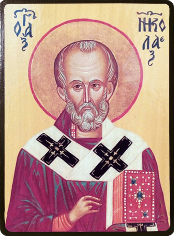 Икона Николай Чудотворец на светлом фоне фото 1