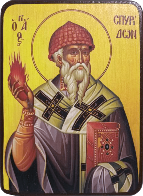 Икона Спиридон Тримифунтский с кирпичом фото 1