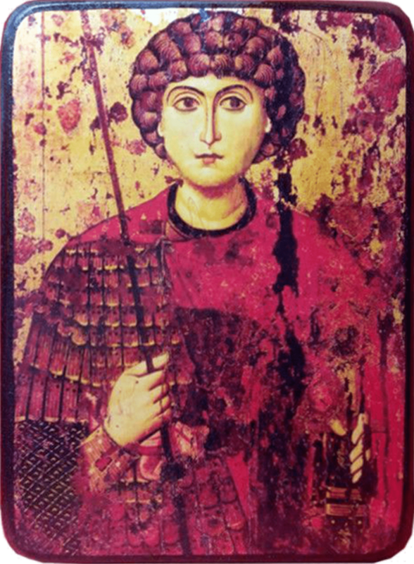 Икона Георгий Победоносец под старину фото 1