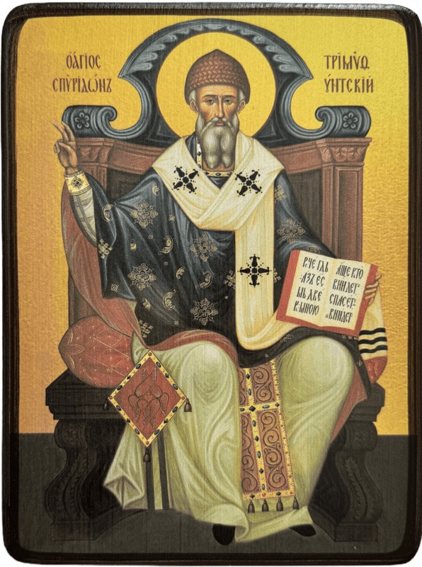 Икона Спиридон Тримифунтский на троне фото 1