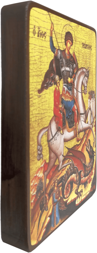 Икона Георгий Победоносец на желтом фоне фото 2