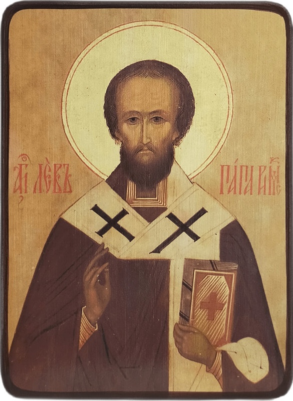 Икона Лев папа Римский на светлом фоне фото 1