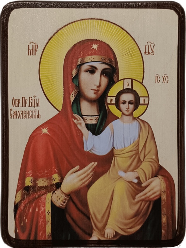 Икона Смоленская Божией Матери на светлом фоне фото 1