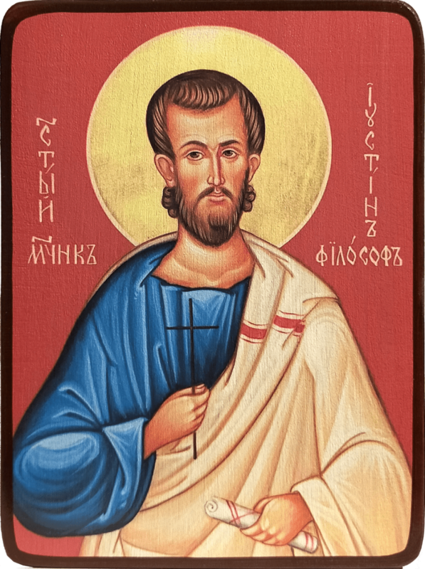 Икона Иустин Философ на темном фоне фото 1