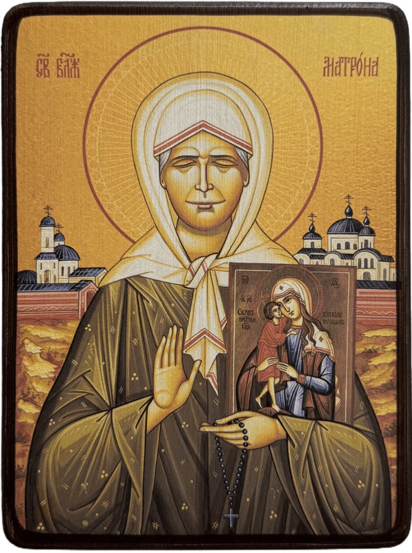 Икона Матрона Московская на фоне Храма фото 1