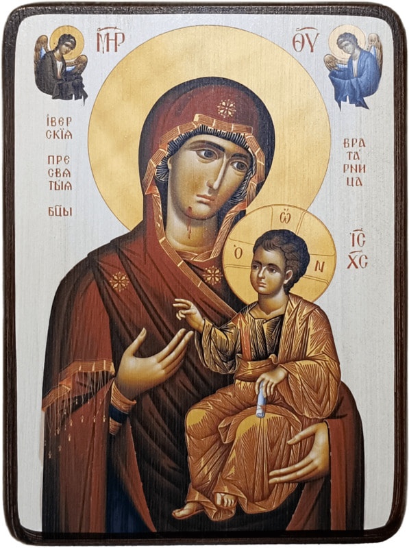 Икона Иверская Богородица, на светлом фоне фото 1