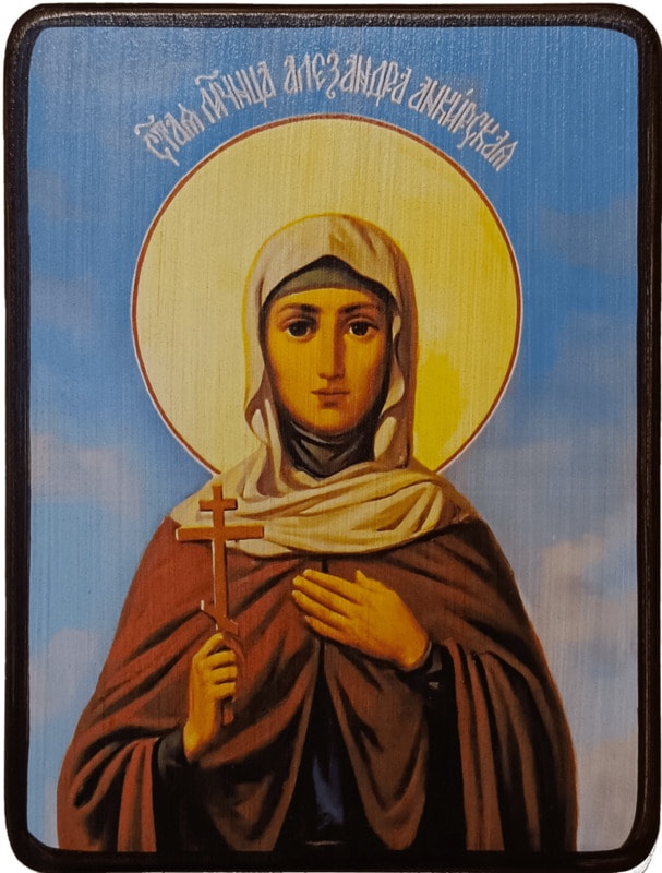 Икона Александра Анкирская на синем фоне фото 1