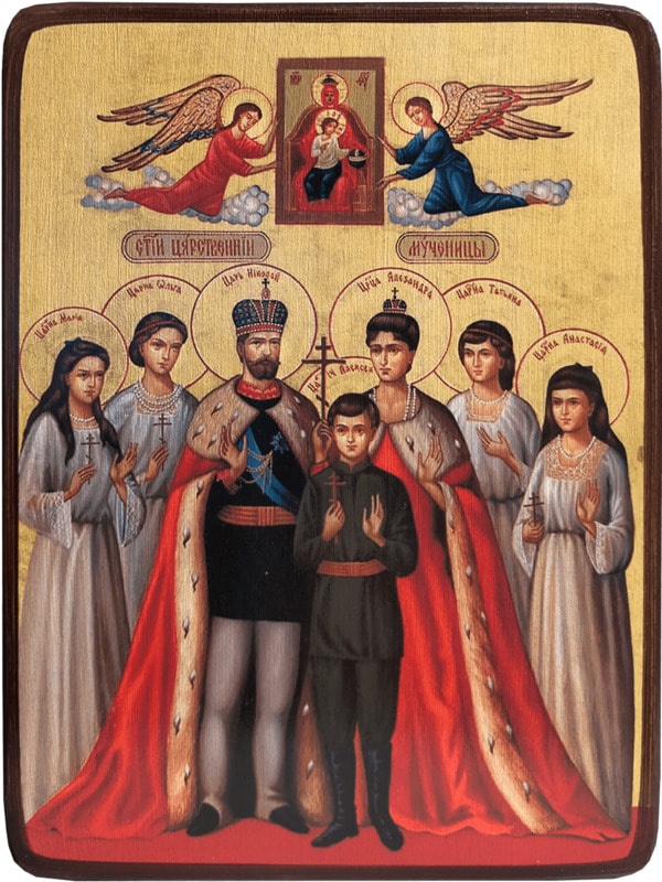 Икона Царская семья на светлом фоне фото 1