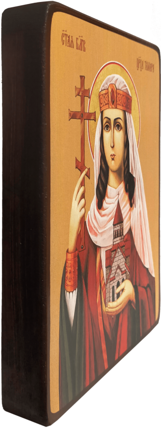 Икона Тамара Грузинская, царица на желтом фоне фото 2